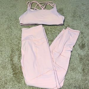 Athleta pink moto legging set